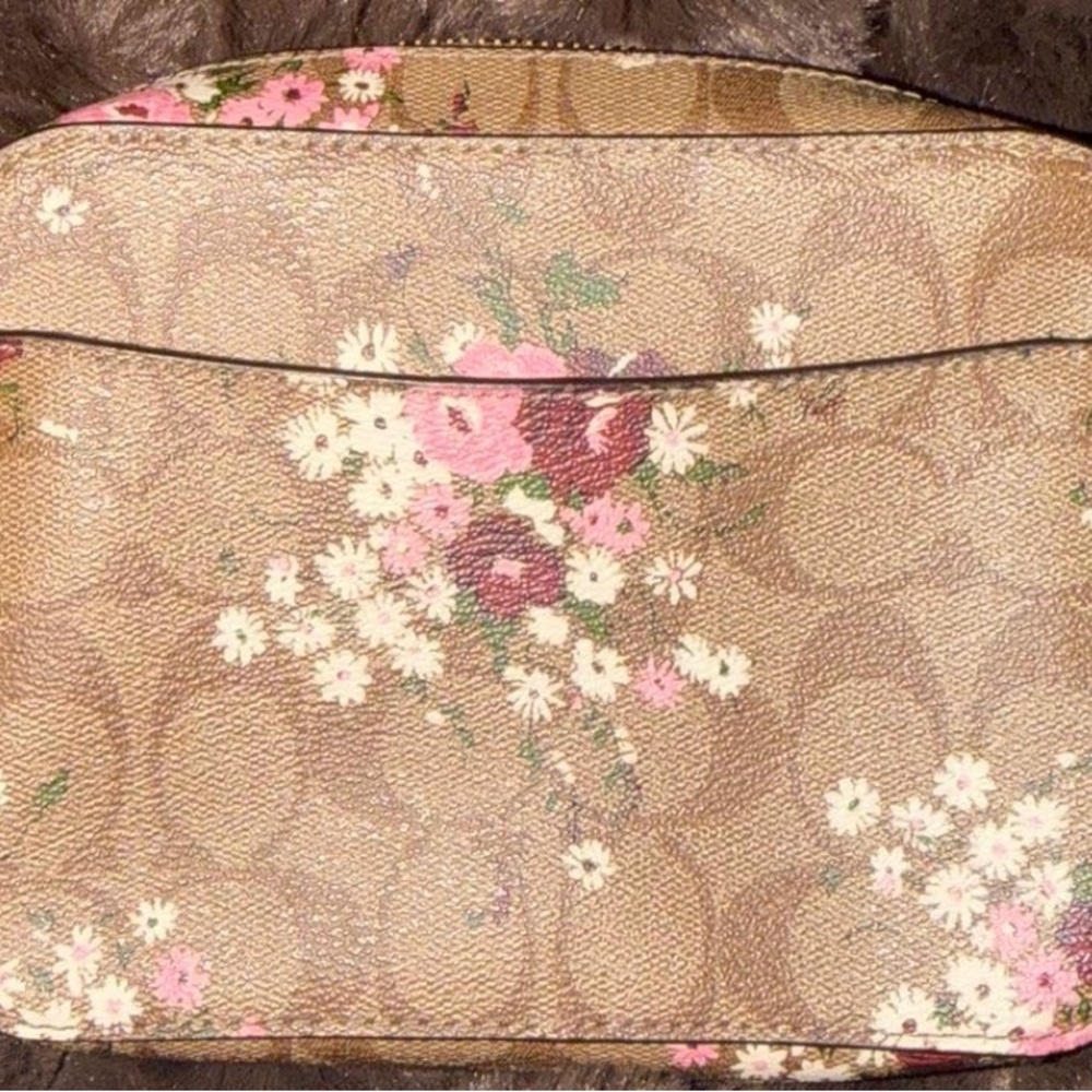 Coach Signature Floral Clutch - Brown and Pink - Picture 5 of 13
